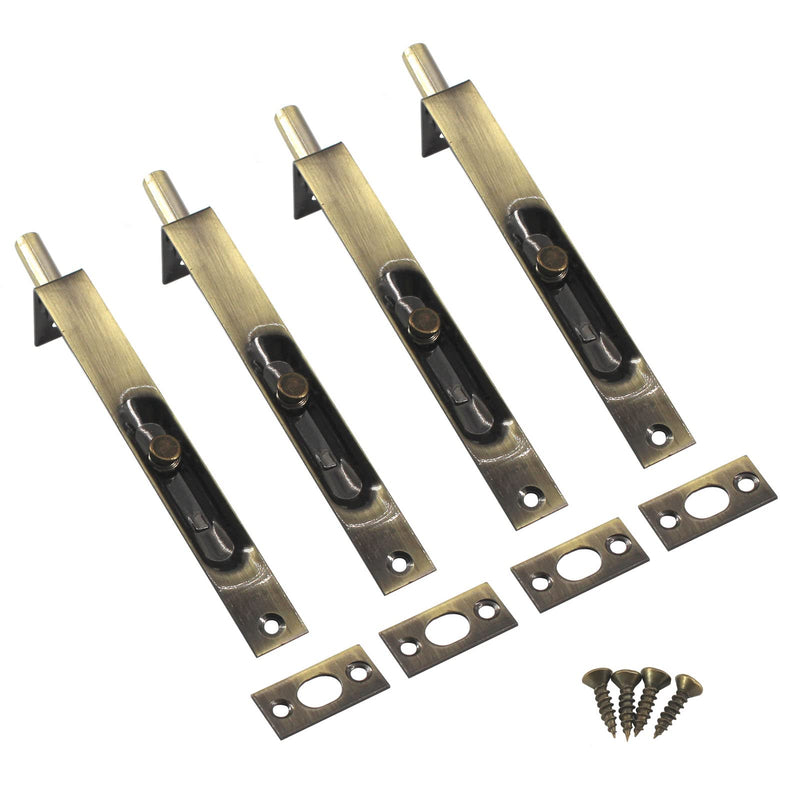 12 Inch Stainless Steel Concealed Door Lock Flush Slide Latch Bolt with Screws Bronze (4 Pieces) 12 Inch