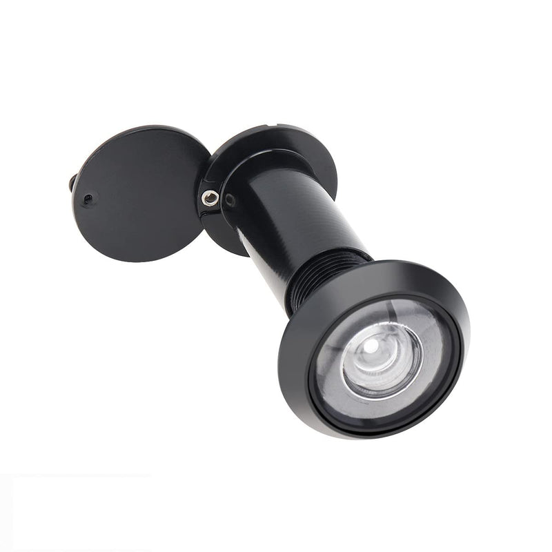 Door Viewer Peep Hole, 200-degree Door Viewer, Peephole with Heavy Duty Rotating Privacy Cover for 1-1/2" to 2-3/8" Doors (Black) Black