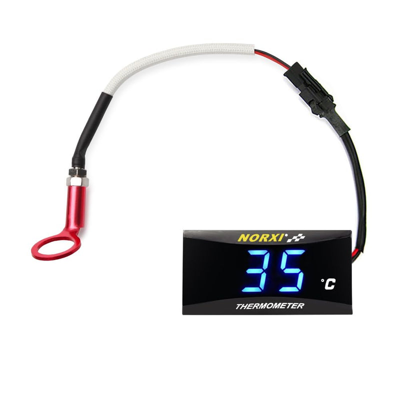 Cylinder Head Temperature Meter Engine Temperature Gauge with 10mm 14mm Probe Sensor Adapter (Blue,14mm) Blue