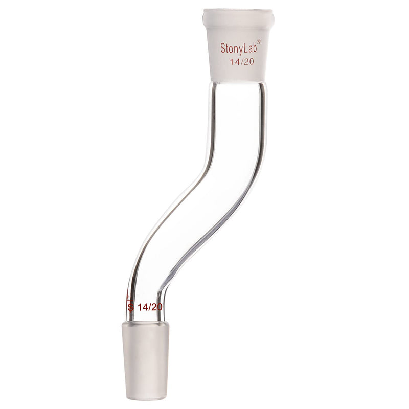 stonylab Borosilicate Glass Connecting Adapter, Two 14/20 Joints Offset Adapter, for Laboratory Distillation 14/20 Joint