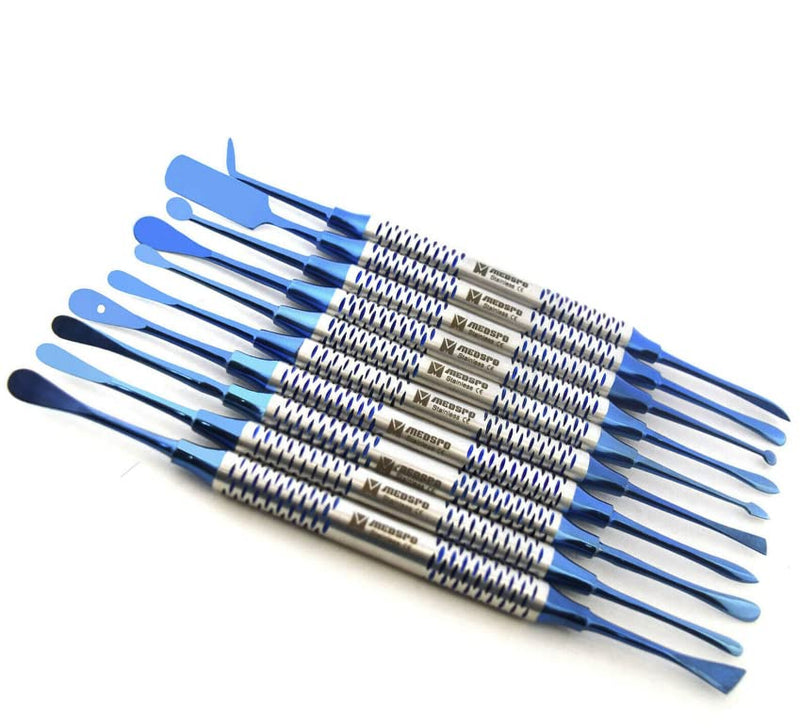 MEDSPO Professional Dental Elevators | Composite Restorative Implants | Luxating Filling | Surgical Root Extraction Spreading | Osteotome Periotome Instruments (Periosteal Elevator Blue Set of 10)
