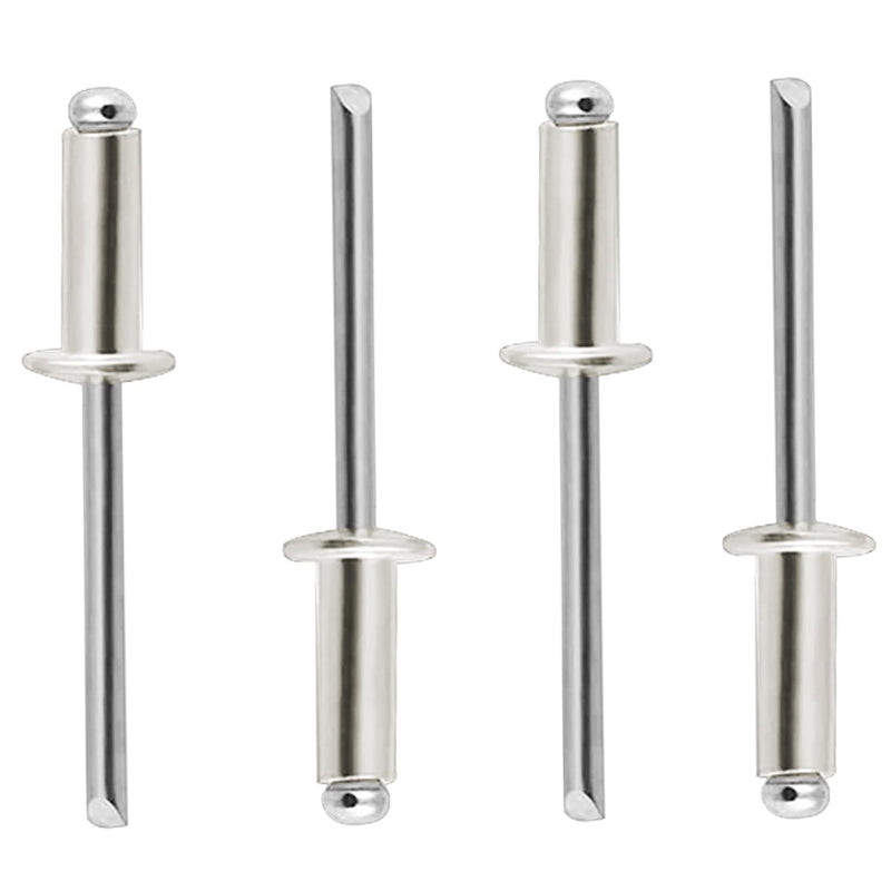 BOTTEN 100 pcs 1/8"x 1/4" Stainless Steel Blind Pop Rivets,3.2 x 6mm Open End Type Pop Rivet Grip Range 1/8-1/4 inch MD005-1/8"x 1/4"