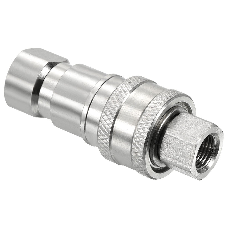 PATIKIL Hydraulic Quick Connect Coupler Set, 1 Set Carbon Steel G1/8 Female Pipe Fitting Plug Adapter for Construction Agriculture, Silver