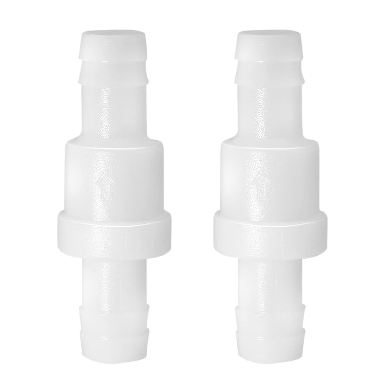 Litoexpe 3/8" One Way Inline Check Valve, Non Return Ozone Resistance PVDF Plastic One-Way Fuel Oil Water Gas Pump Air Check Valve, Pack of 2 3/8 Inch