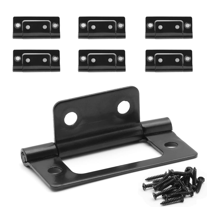 Litoexpe 6 Pcs Non-Mortise Door Hinges, 2 x 0.9 Inch Matte Black Door Hinges, Bifold Door Hinges for Variable Kitchen, Bathroom Black-6 Pcs