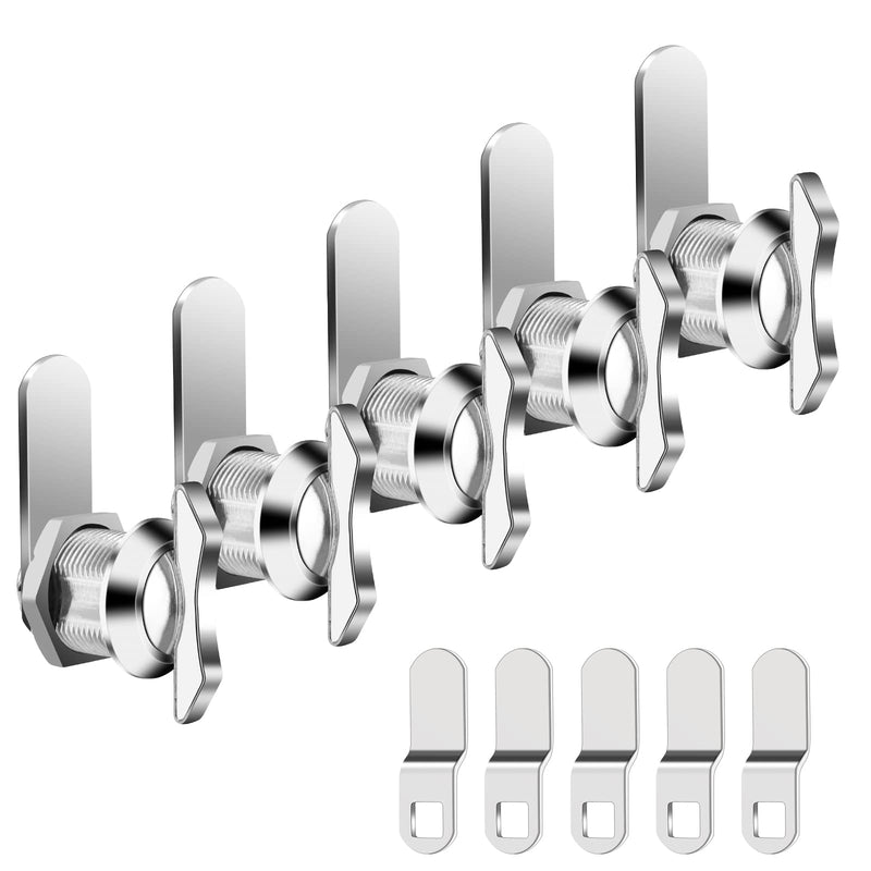 5/8 Inch Thumb Operated Offset Cam Lock, 5Pcs Keyless Compartment Lock for RV, Cabinet Mailbox Drawer Lock Latch, 100% Metal Replacement Lock Cylinder for Storage Door, Camper, Vehicles