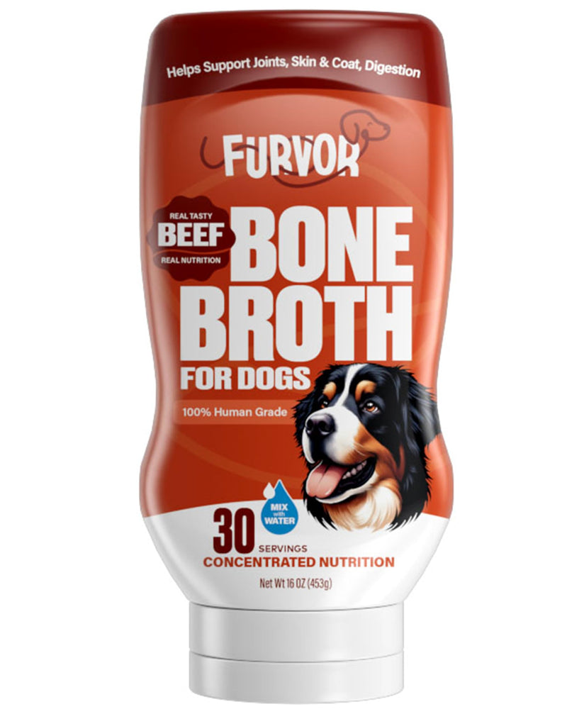 Beef Bone Broth for Dogs - Collagen Protein Supplement for Digestion, Mobility, Coat, Immune System, Healthy Dog Food Topper, Human Grade Meal Boost Gravy, Just Add Water, Made in USA 16 oz Beef 16 Fl Oz - PawsPlanet Australia