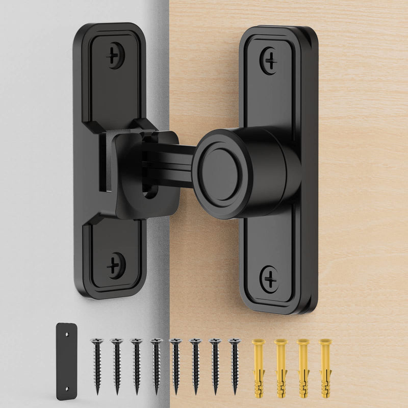 Sliding Barn Door Lock Hardware, 90 Degree Locks for Barn Doors, Flip Gate Latches for Barn, Garden, Bathroom, Outdoor, Garage, Window (Black) Black