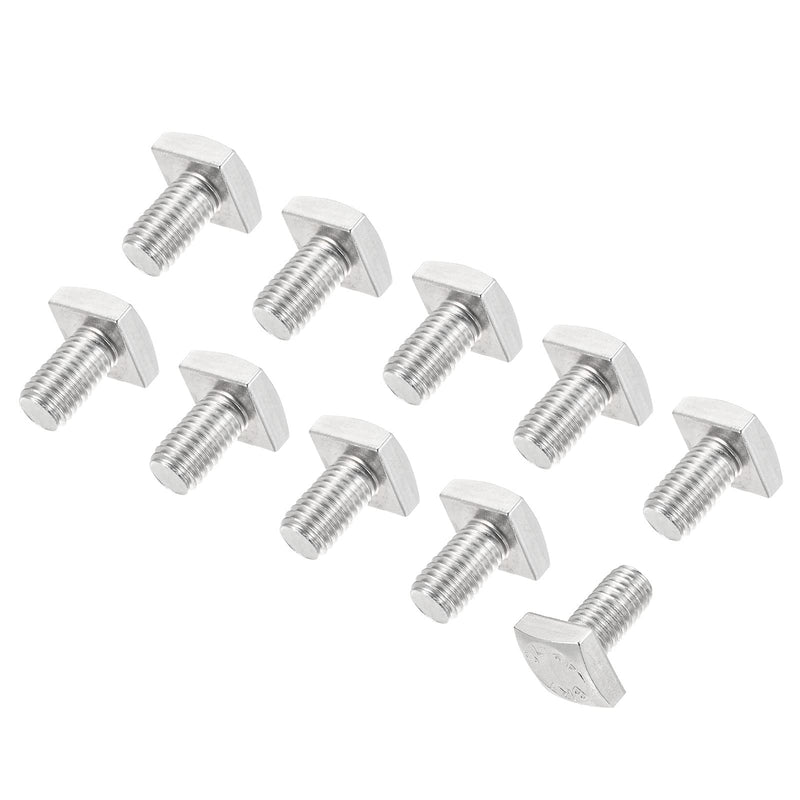 uxcell Square Head Bolt, 10pcs M6x10mm Fully Thread 304 Stainless Steel Grade C Square Machine Screws