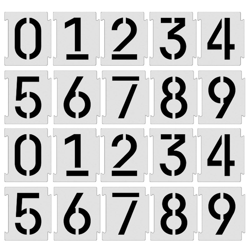 YEAJON 2 Inch Curb Stencil Kit 0-9 Address Number Stencil, 20Pcs Reusable 14 Mil Mylar Plastic Numbers Stencils for Painting on Road, Wall, Wood, Mailbox