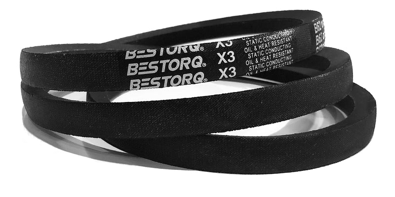 BESTORQ A53 or 4L550 V-Belt, Classic Wrapped Rubber X3 V-Belt, Black, 55" Outside Circumference x .51" Width x .34" Height, Pack of 2