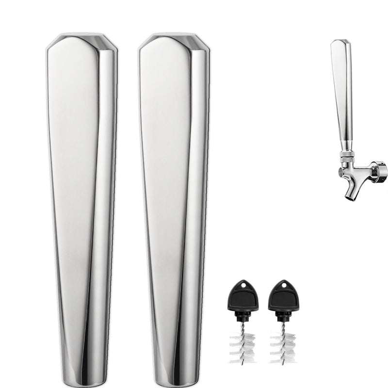 2 PCS Beer Faucet Handles All 304 Stainless Steel Keg Tap Handle Standard 3/8" Thread American Draft Beer Tap Handles for kegerator Tower for bar Pack of 2