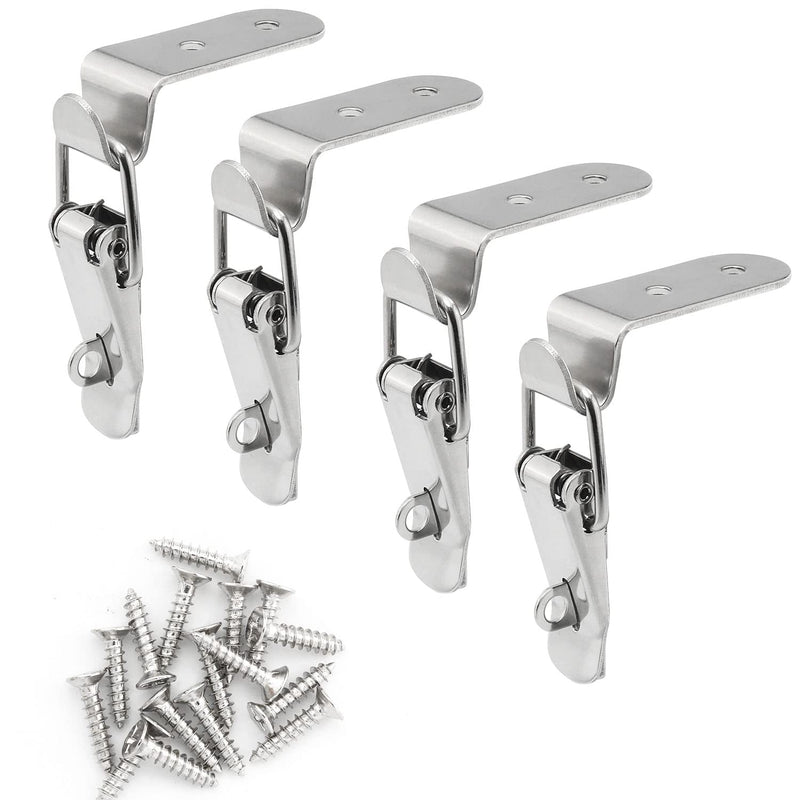 4PCS Stainless Steel 90-Degree Tool Box Hood Locks Latches, Tool Box Hasps, Cabinet Trunk Trailer Tool Box Door Hood Locks Latches, Closet Case Box Chest Barn Crate Hasps Latches