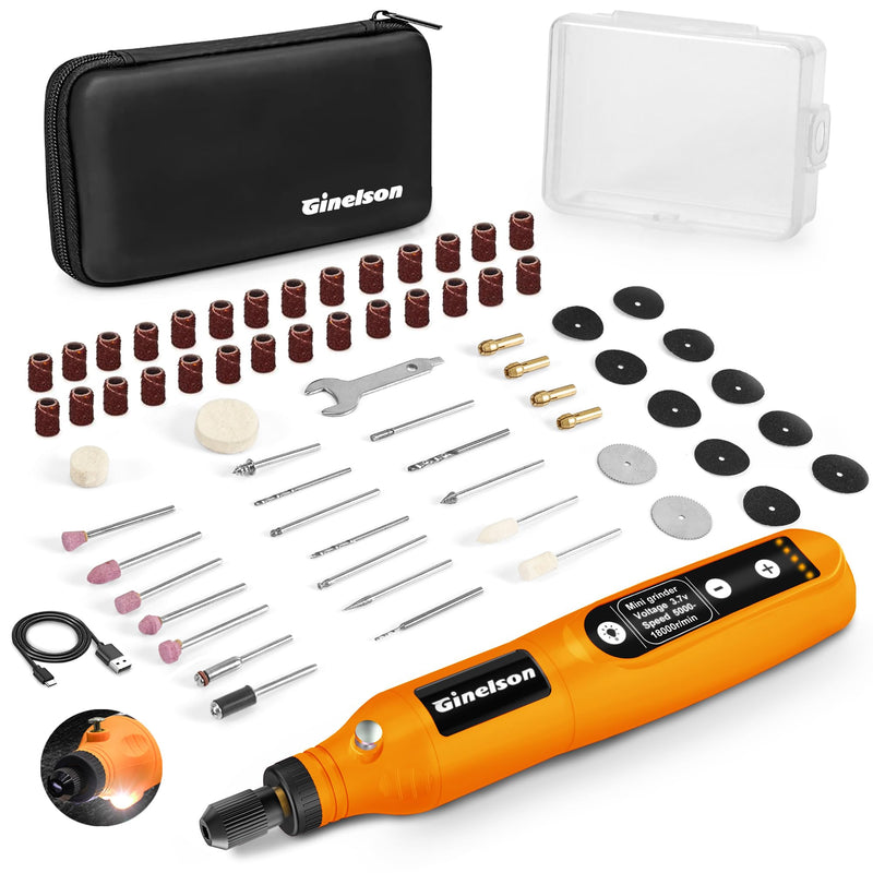 Cordless Rotary Tool, 2000 mAh Battery Pack, 5-Speed and USB-C Charging Rotary Tool Kit with 70 Accessories, Multi-Purpose 3.7V Power Rotary Tool for Sanding, Polishing, Engraving, DIY Crafts Orange