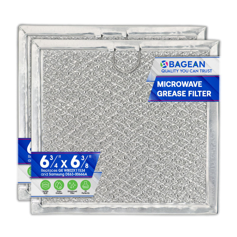 Microwave Filter replacement 6.81" x 6.34" Fits GE WB02X11534 Samsung DE63-00666A Microwave Grease Filter - Freshens and Filters Kitchen Air Entering the Over-the-Range Oven Stove Fan (2-Pack) 1