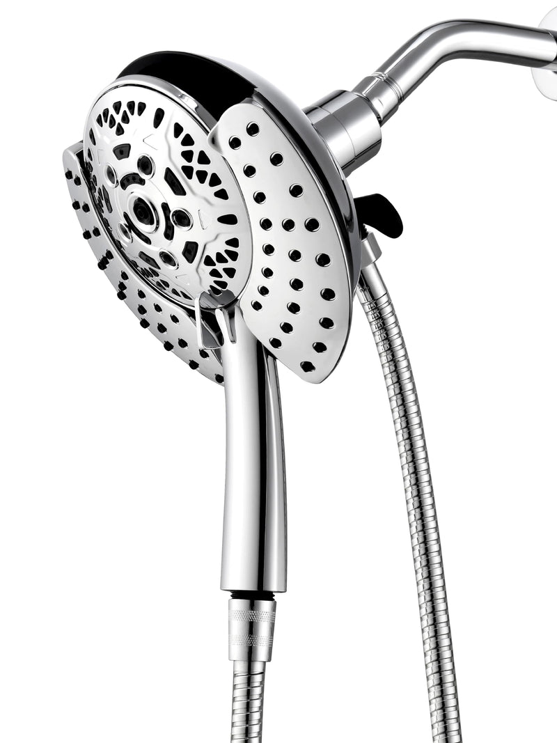 Shower Head with Handheld High Pressure: INAVAMZ Hand Held Shower Head & Rain Shower Head 2-IN-1 Shower Head with 59" Rotatable Stainless Steel Hose, Shower Trim Systems 15391-1.8 gpm Silver