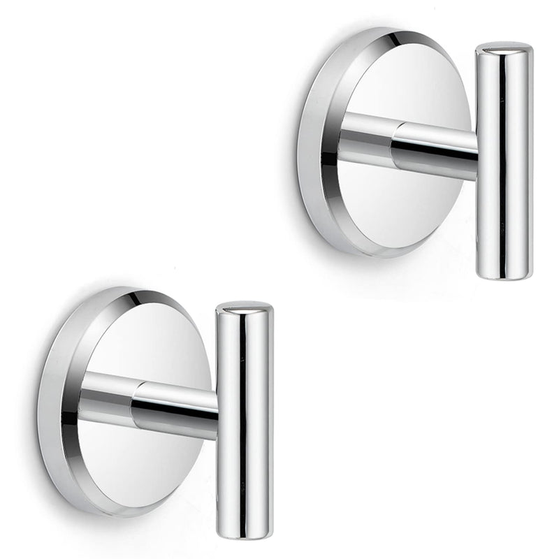 HOME SO Suction Cup Hooks T Shape for Shower, Bathroom, Glass Door, Mirror, Tile – Loofah, Towel, Coat, Bath Robe Hook Holder for Hanging up to 15 lbs – Waterproof & Rustproof, Chrome (2-Pack) 2.0