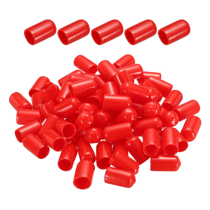 DMiotech 80 Pack 3/8" ID Red Screw Thread Protectors Rubber End Caps Bolt Covers for Screw Bolt Furniture Pipe 3/8"