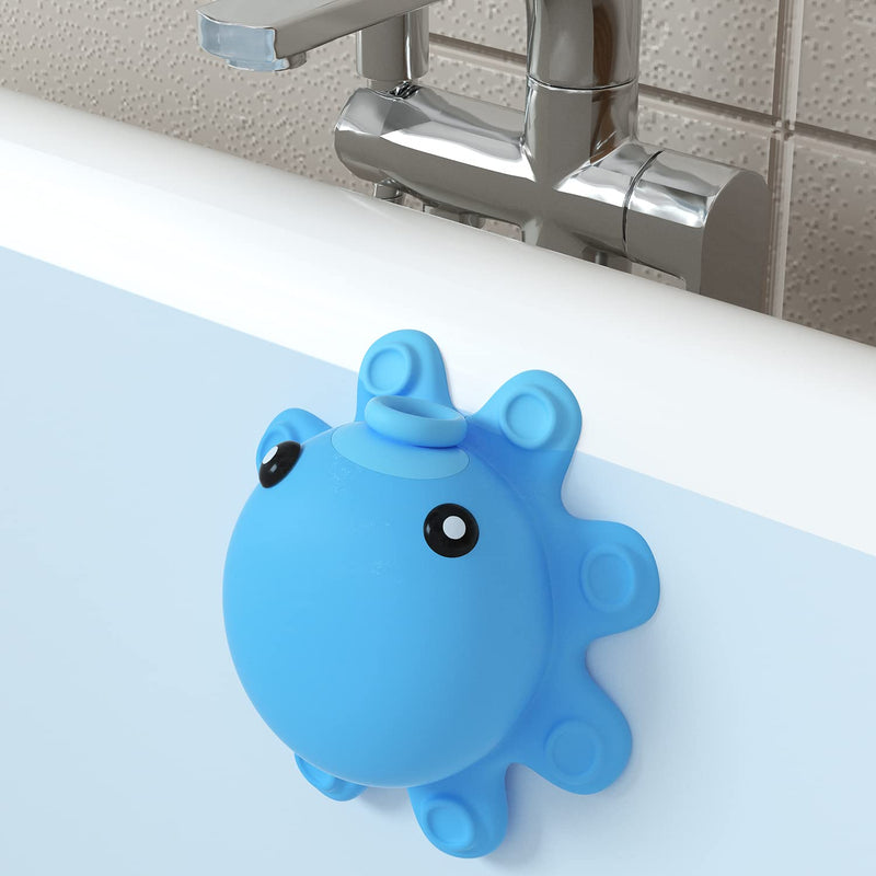 Bathtub Overflow Drain Cover Tub - Silicone Bathroom Overflow Drain Cover, Bath Tub Overflow Cover, Bathroom Spa Accessories, Adds Inches of Water for Deeper&Warmer Bath，Blue Blue