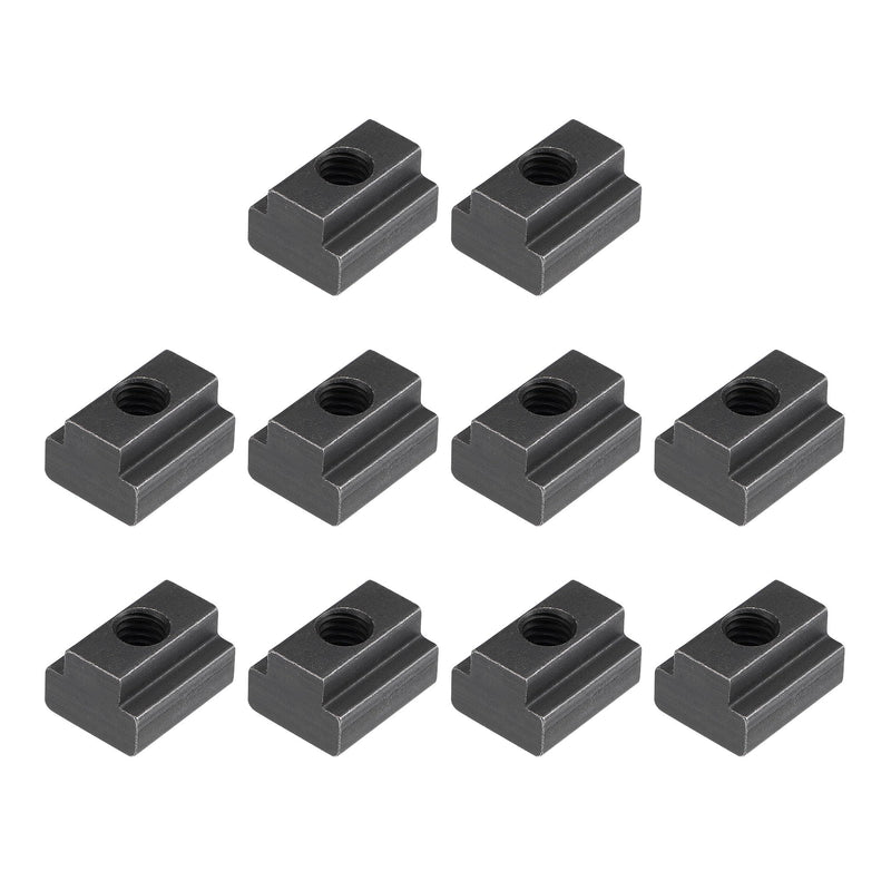 uxcell M6 Thread T Slot Nuts, Alloy Steel Black Oxide Finish Grade 8.8 Tapped Through Slot T-Nuts Furniture 10Pcs