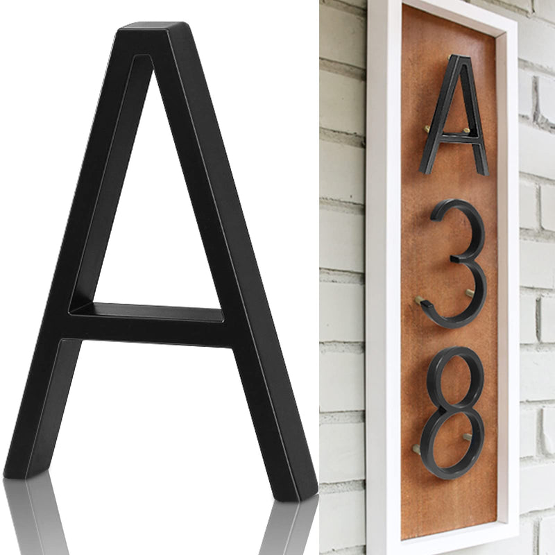 5" Metal Floating House Numbers,Ranslen Black Zinc Alloy Solid Modern House Address Number,Anti-Rust House Numbers Decorative Address Sign for Door Garden Mailbox with Nail Kit,Coated Black,Letter(A) Black Letter A