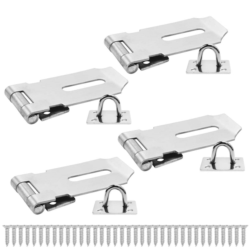 SANATO 4 pcs Padlock Hasp Latch Locks 3 Inch 304 Stainless Steel Door Lock Hasp Latch Hasp for Door Shed Gate Cabinet with Screw Brushed Nickel 3 Inch 4pcs