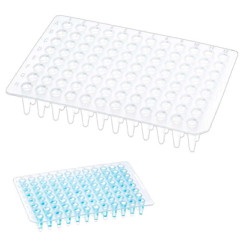 0.2ml 96-Well PCR Plates, Non-Skirted, Clear Polypropylene PCR Plate, 10 Plates Ultra-Thin Wall Tubes, DNase/RNase Free 0.2mL