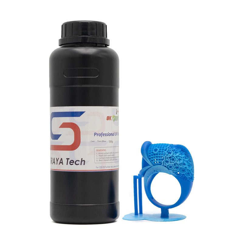 Siraya Tech Cast 3D Printer Resin Easier to Burn and Print Clean Burnout Great Smooth Surface High Resolution Castable 405nm UV-Curing Resin for Thicker Designs and Metal Parts (True Blue, 500g) True Blue 500g