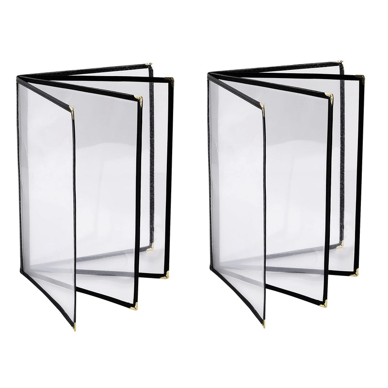 2PCS Menu Covers 8.5" x 11" Restaurant Menu Holder 4 Page 8 View Transparent Menu Sleeve,Fits A4 Size Paper for Restaurant Menu Home Project Office Daily Paper Chores and etc 2