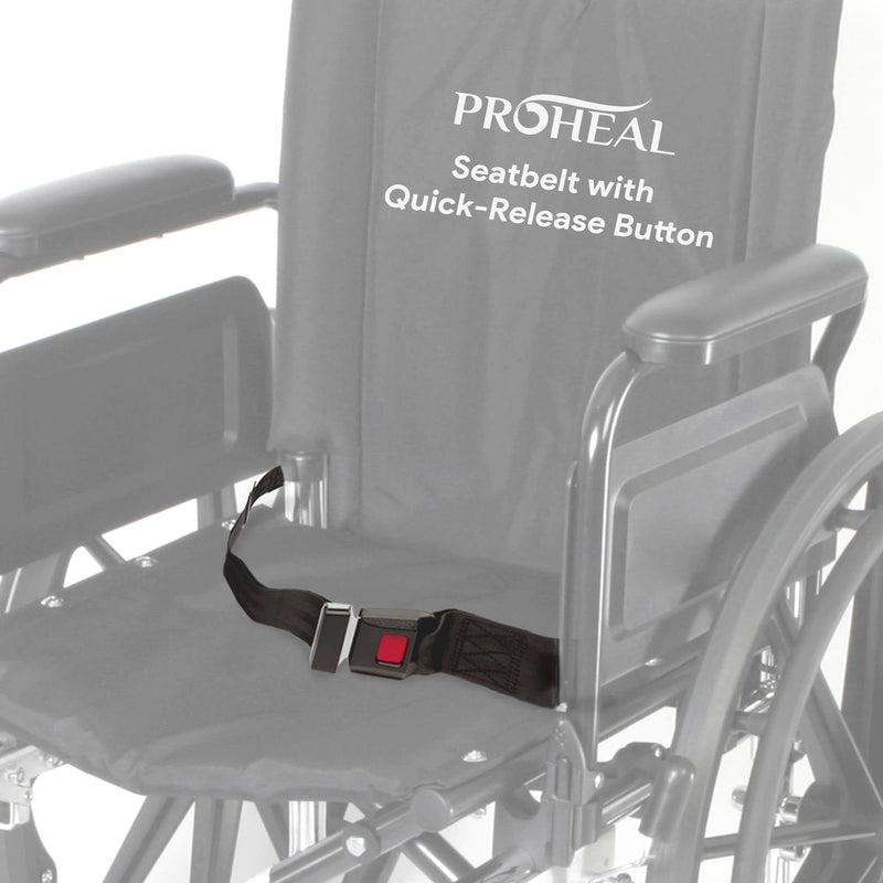 Wheelchair Seatbelt with Push Button, Quick Release - Secure and Easily Attachable Belt Positioning Lap Strap - Prevent Sliding Wheelchair Seat Belt - 48" 48"