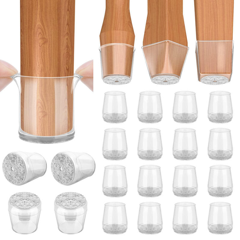 BALEINE 16 Pack Silicone Chair Leg Floor Protectors, Stool Leg Protectors Cap, Non-Slip Chair Leg Caps for Hardwood Floors (Clear & Small, 16 Pack) Clear & Small