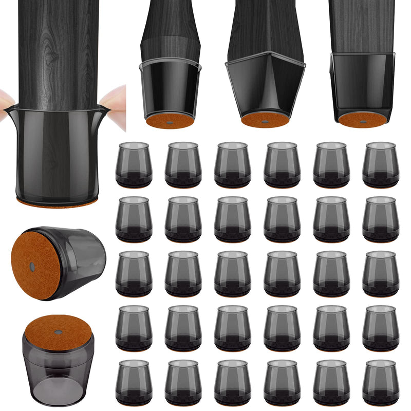 BALEINE Silicone Chair Leg Floor Protectors, Stool Leg Protectors Cap, Chair Leg Caps for Hardwood Floors (Black-32pcs, Round S) Black-32pcs