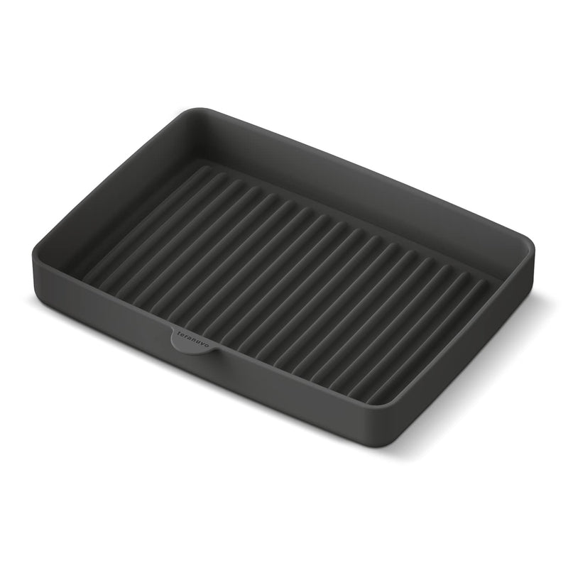 Teranuvo Silicone Oven Tray compatible with BALMUDA The Toaster Oven - safe to use, non toxic, durable, dishwasher safe, heat resistant, silicone liners for air flow and drain oil, non stick (Grey) Gray