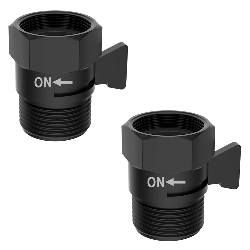 Hibbent All Metal 2 Pack Shower Head Flow Control Valve, G1/2 Brass Shut-off Valve with Metal Handle Lever, Shut OFF Water Flow Control Regulator for Handheld Shower, or Bidet Sprayer, Matte Black 0.5 Inch Dark Black