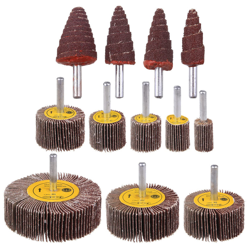 12 Pcs Abrasive Flap Wheel Sander Set, 1/4”Shank Flap Sander for Drill, Flap Wheel Sander Drill Attachment, 80 Grit Flap Wheels 12 Pcs Flap Wheel Set