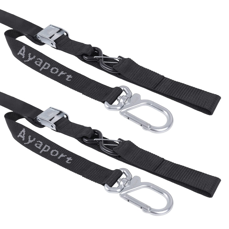 Ayaport Motorcycle Tie Down Straps 1.5” x 8’ (with Swivel Carabiner Hooks) Cam Buckle Tie Downs, Handlebar Strap for Dirt Bike, Motor Bike, Kayak, Car, Truck, Boat, Cargo, Black 1.5"x8'-2pcs