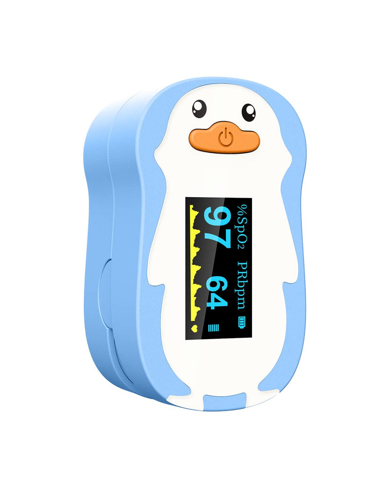 Vibeat Pulse Oximeter Fingertip, Small Size Blood Oxygen Meter with Smart Reminder for Home Use, O2 monitor with Batteries & Lanyard, Blue