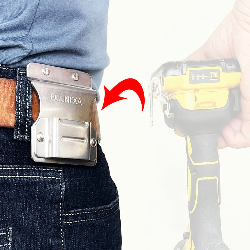 Clip On Tool Belt Drill Holder, Holster Tool Belt Clip for Tape Measure Holder Clip Holster Cordless Drill, Impact, Nailer, Any Tools with Hanger Clips Clip On Tool Belt Drill Holder
