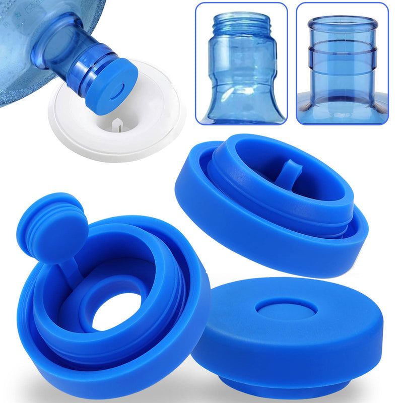 3 and 5 Gallon Water Jug Cap Reusable，Food Grade Silicone Replacement Gallon Caps for 55mm Bottle and Water Dispensers，Non-Spill 5 Gal Water Jug Cap Replacement Cover（3 Pack） Ordinary 3 Packs