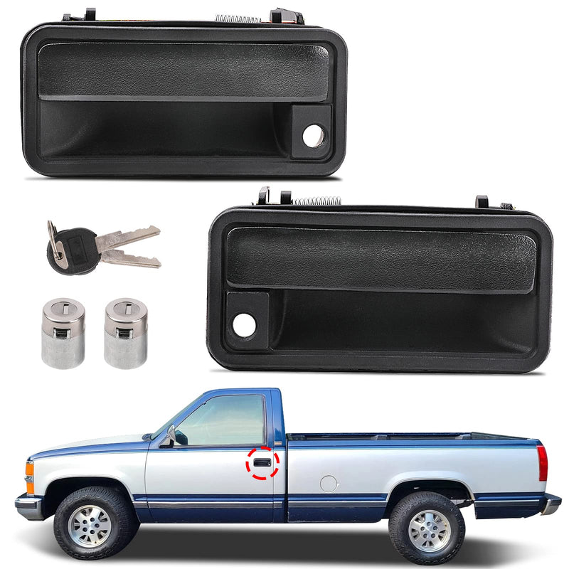 Yinlowa Front Exterior Door Handles with Lock Cylinder & Keys for 1988-2000 Chevy GMC C1500 C2500 C3500 K1500 K2500 K3500 Tahoe Suburban Yukon Escalade Pair Replaces 15742229 15742230 15032305 Front Left & Right (With Locks) Black