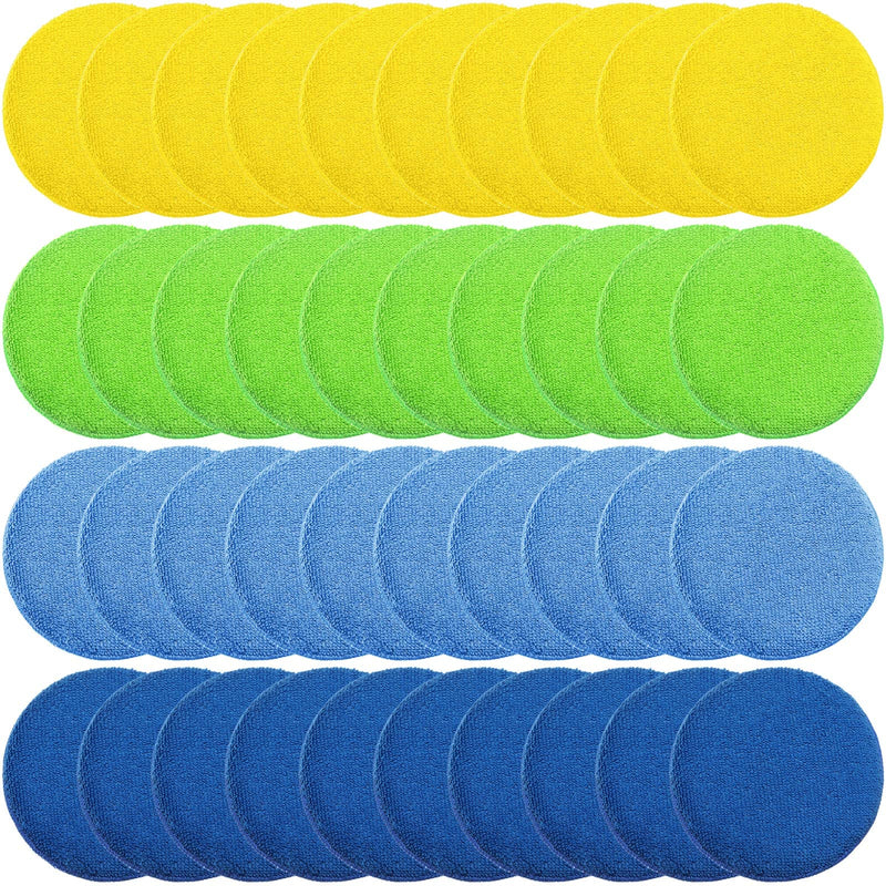 Tallew 50 Pcs Car Wax Microfiber Applicator Pads 5" Diameter Polishing Foam Pads Tire Soft Foam Sponge for Cars Detail Buffing Cleaning Polishing(4 Colors) 4 Colors
