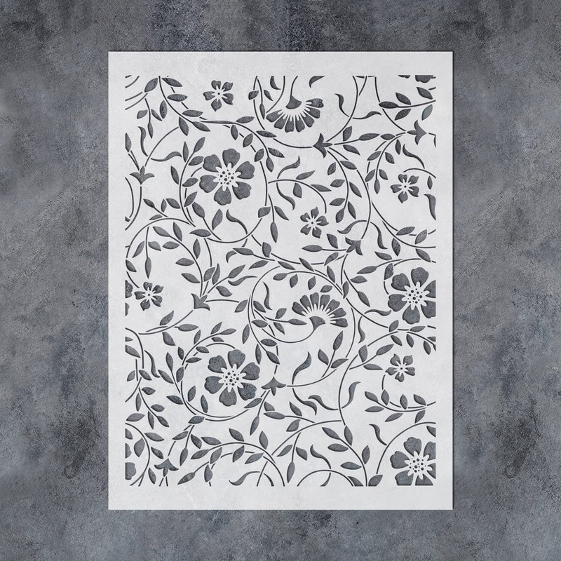 GSS Designs Flourish Stencils for Painting on Wood, Canvas, Paper, Fabric, Floor, Wall - Paint Stencils for Walls and Floors 12x16Inch - Reusable DIY Art Craft Stencils for Painting Flowers and Leaves Flourish 12'' x 16''