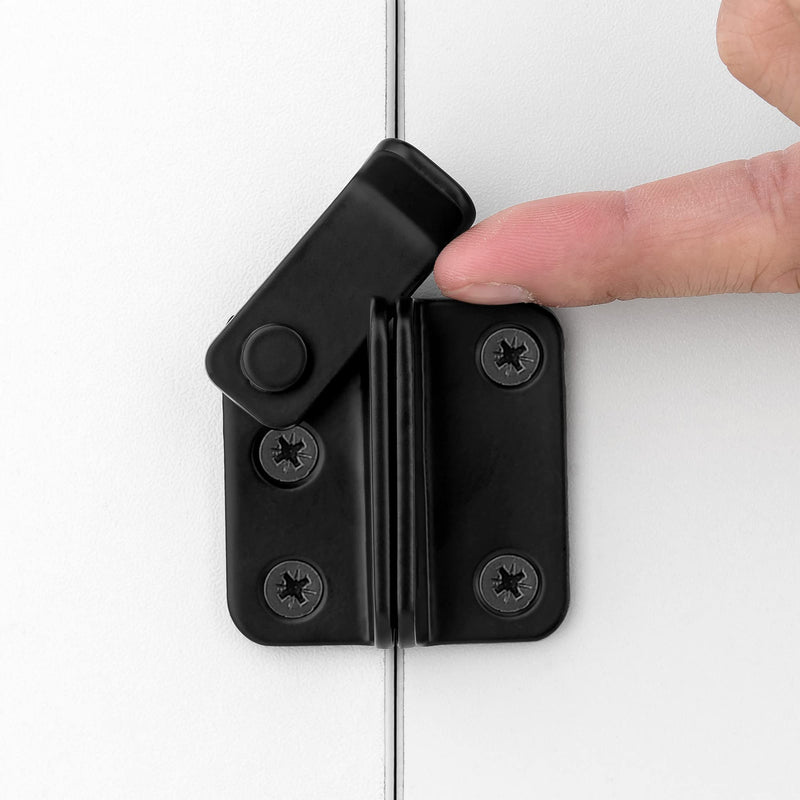 2 Packs Flip Latches，1.81” x 1.77”Black Stainless Steel Thickened Heavy Duty Hasp barn gate flip Door Latch Bi-fold Door Lock,Sliding Door Antique Lock Wine Cabinet Closet Door Latches Small_Black_2 Pack