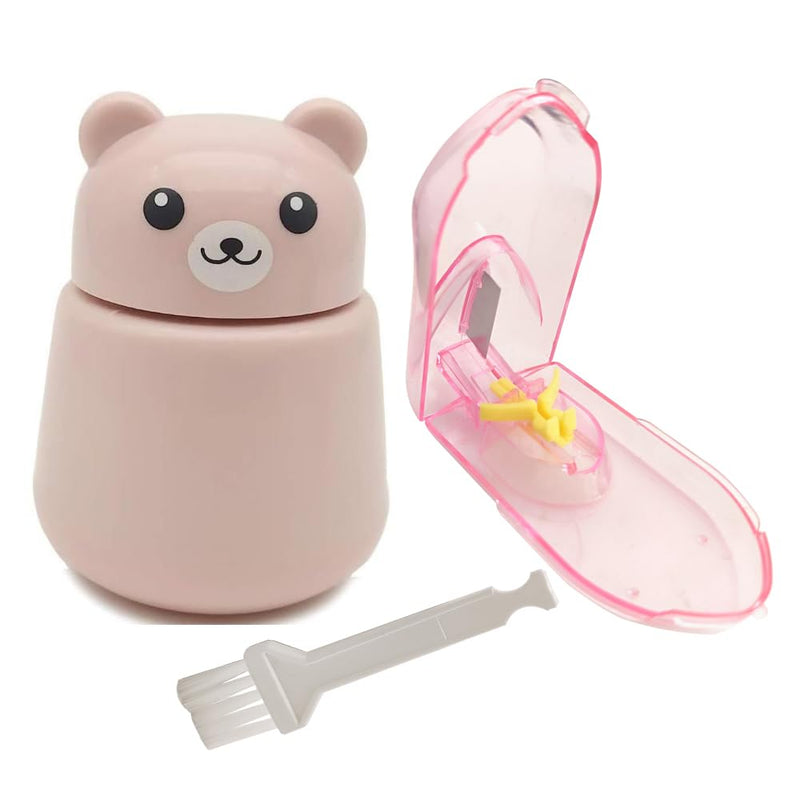 CoaGu Bear Pill Crusher & Splitter Kit - BPA-Free Combo for Pills/Tablets, FDA-Compliant Fine Powder, Nursing Home & Travel Pink&white