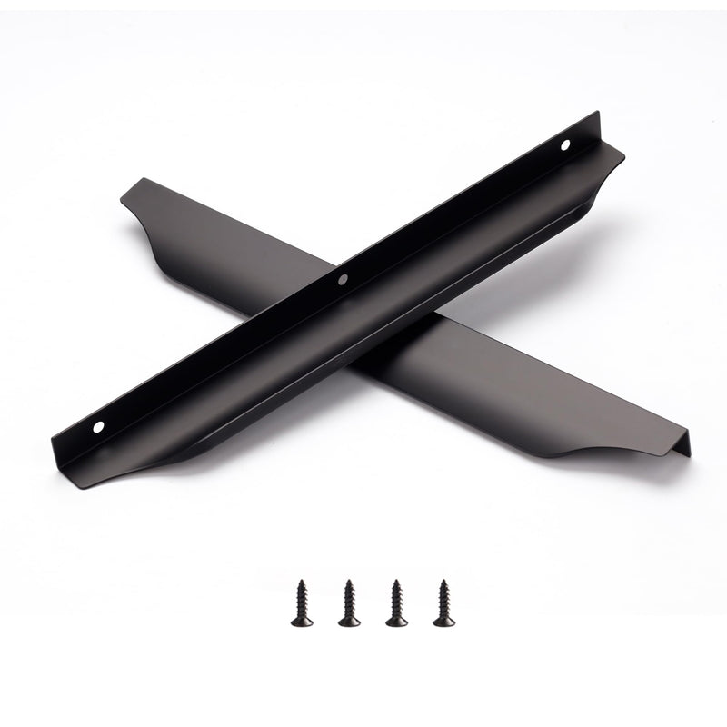 Satanga Edge Finger Tab Pull for cabinets Kitchen Concealed Drawer pulls Aluminum Hidden Door Long Handle for Home 10 Pack Modern Black 11.81" Overall Length Easy Installation 10"Hole Center 11.8" Overall Length