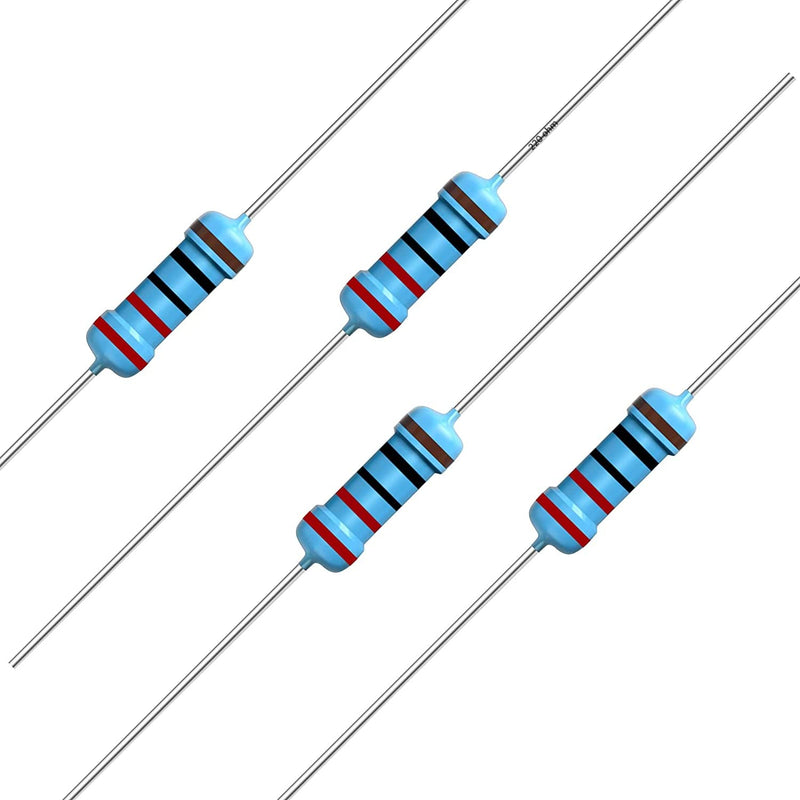 100pcs 220 ohm Resistor 1/2w (0.5Watt) ±1% Tolerance Metal Film Fixed Resistor, Multiple Values of Resistance Optional(220 ohm, 220 R, 220 Ω) [CJ50-004] 220 Ω