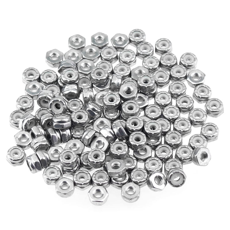 50 Pieces #4-40 Nylon Insert Hex Lock Nuts, 304 Stainless Steel (18-8) Locknuts, Bright Finish, Coarse Thread #4-40 (50 pcs)