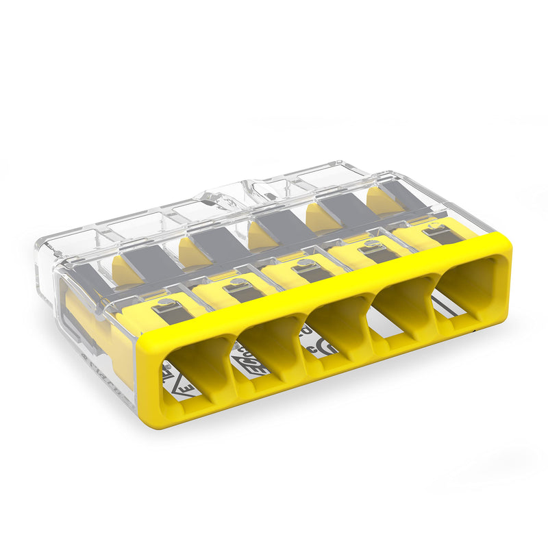 2773-405 | WAGO Wall-Nuts® PUSHWIRE® Splicing Connector | for Solid and Stranded Conductors | 5-Conductor | Yellow Cover | [Box of 60 Pieces] Box