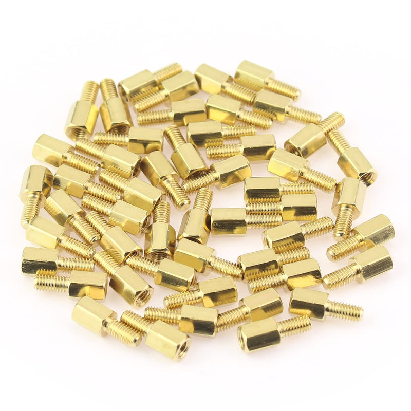 50 Pieces M3x6+6mm Male Female Hex Brass Standoffs Screws Brass standoffs screws, M3x6+6