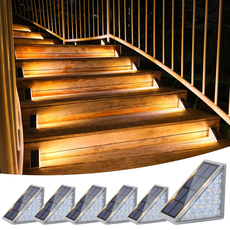 VOLISUN Solar Stair Lights 6 Pack, Solar Step Lights Outdoor Waterproof IP67, LED Outdoor Step Light,Outdoor Light Decor for Garden Stair, Deck, Front Step, Front Porch, and Patio（3000K） Warm White